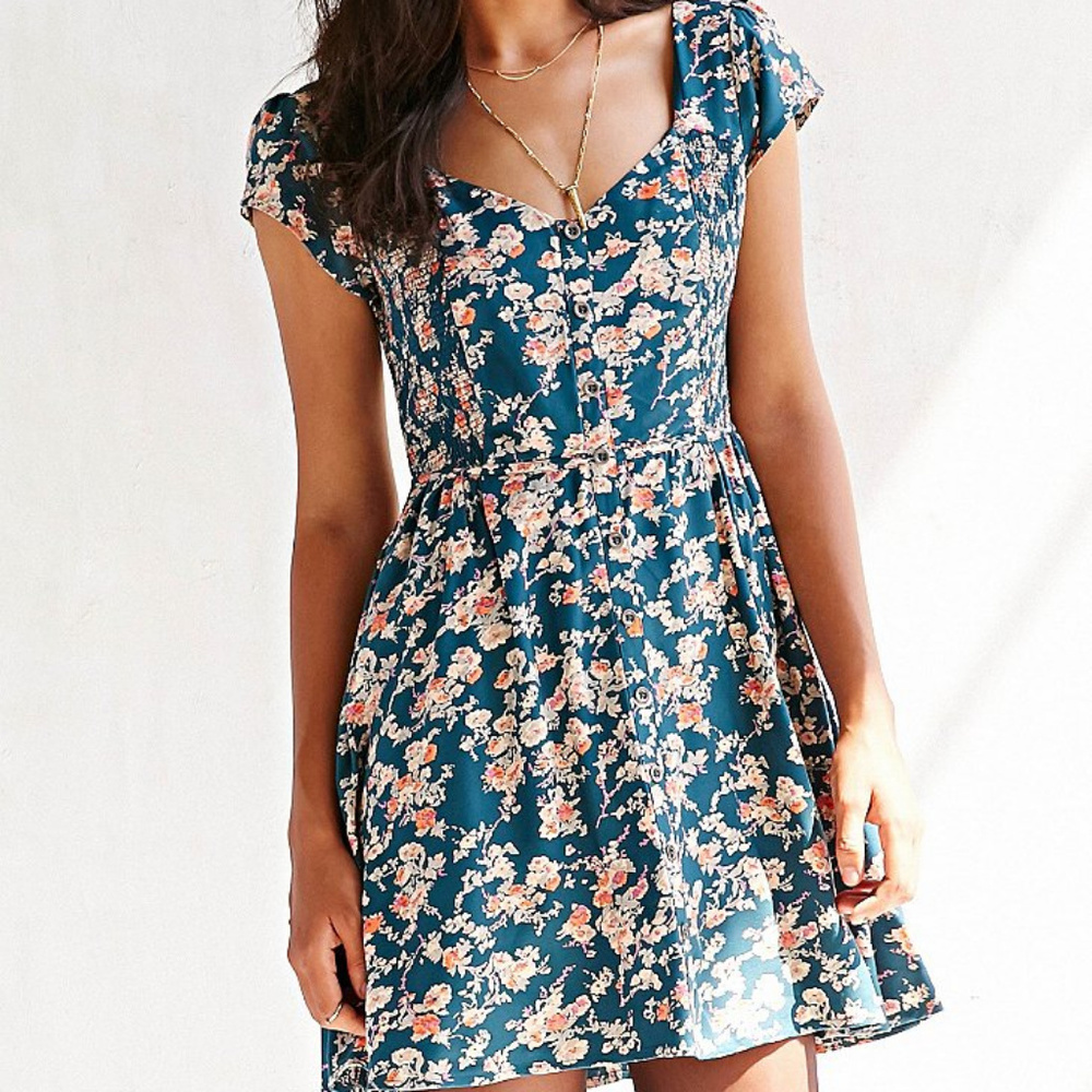 Used UO Kimchi Blue Floral Mini Dress, Size M